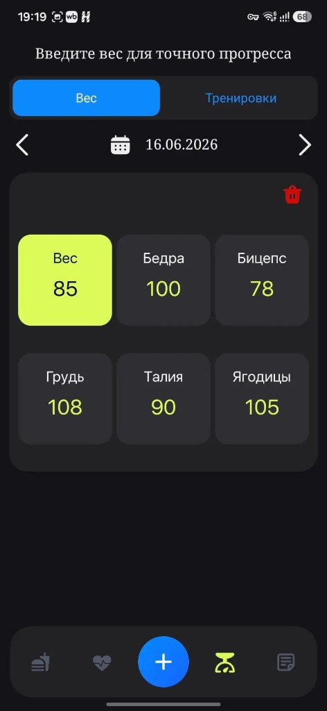 Ешь осознанно, достигай целей — экран веса и замеров